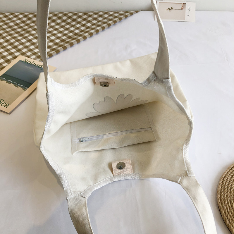 小雏菊女单肩手提包韩版简约帆布包 京都优尚 轻复古女包女士包袋