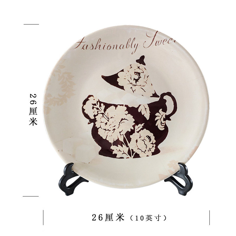 欧式复古陶瓷桌面摆件美式客厅装饰摆盘坐盘咖啡厅装饰品陶瓷盘子,淘宝优惠券,粉丝福利购,淘宝优惠卷
