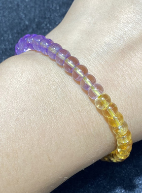 天然紫黄晶直切盘珠手串时尚百搭