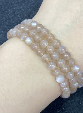 天然奶茶色月光三圈手串时尚百搭