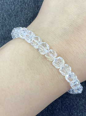 天然白水晶刻面方糖手串时尚百搭