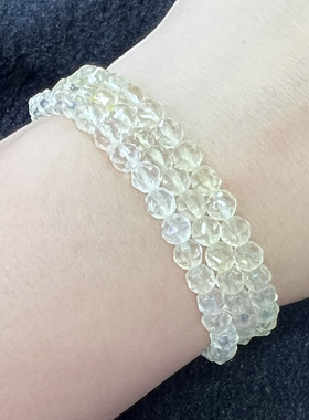 天然柠檬黄水晶刻面三圈手串百搭