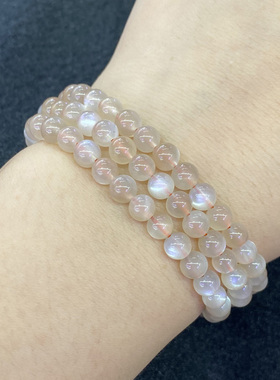 天然奶茶色月光三圈手串时尚百搭