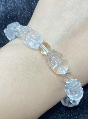 天然白水晶貔貅手串时尚小清新