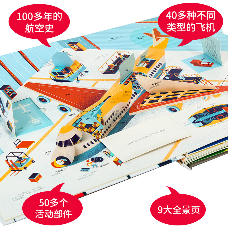 飞机运转的秘密  绘本儿童立体大书儿童3d立体翻翻书 3-6岁阅读书籍幼儿科普百科全书 揭秘机场好多的交通工具耕林法国原版引进 - 图0