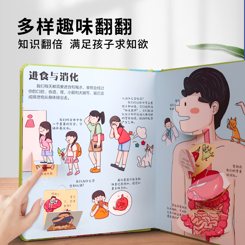 揭秘身体翻翻书 儿童3d立体翻翻书幼儿早教撕不烂绘本1-2岁 宝宝一两岁益智启蒙玩具图书 0-3岁探秘海洋恐龙交通工具揭秘系列书籍