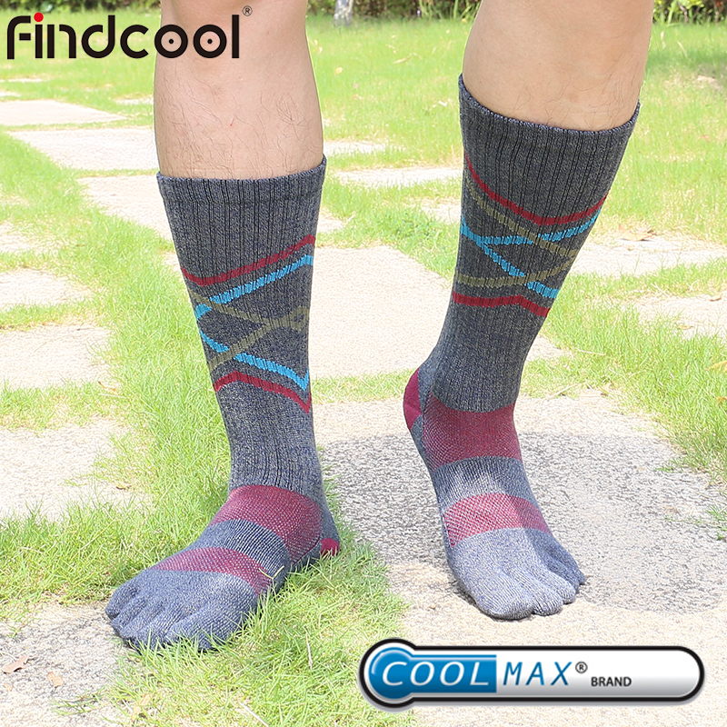 Findcool Coolmax毛圈底五指袜专业男女运动跑步马拉松越野防起泡