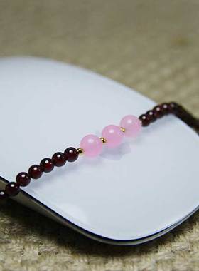 石榴石多圈生日礼物甜美风手串