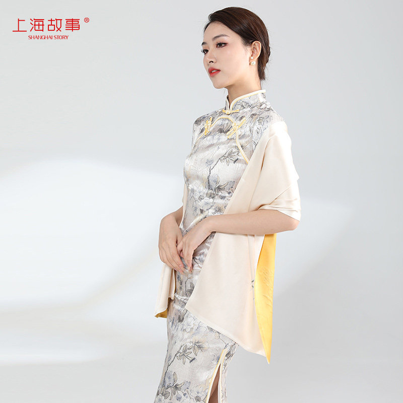 上海故事妈妈苏绣手工桑蚕丝丝巾 上海故事旗舰围巾/丝巾/披肩