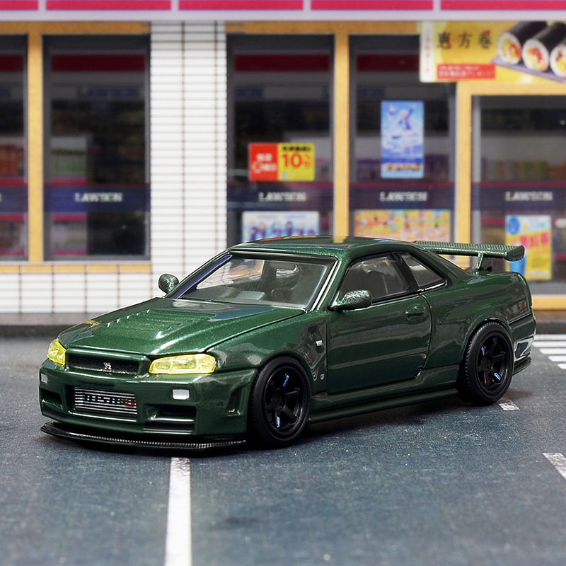 MH 1:64日产尼桑GT-R R34 Z-TUNE天际线合金开盖汽车模型-图1