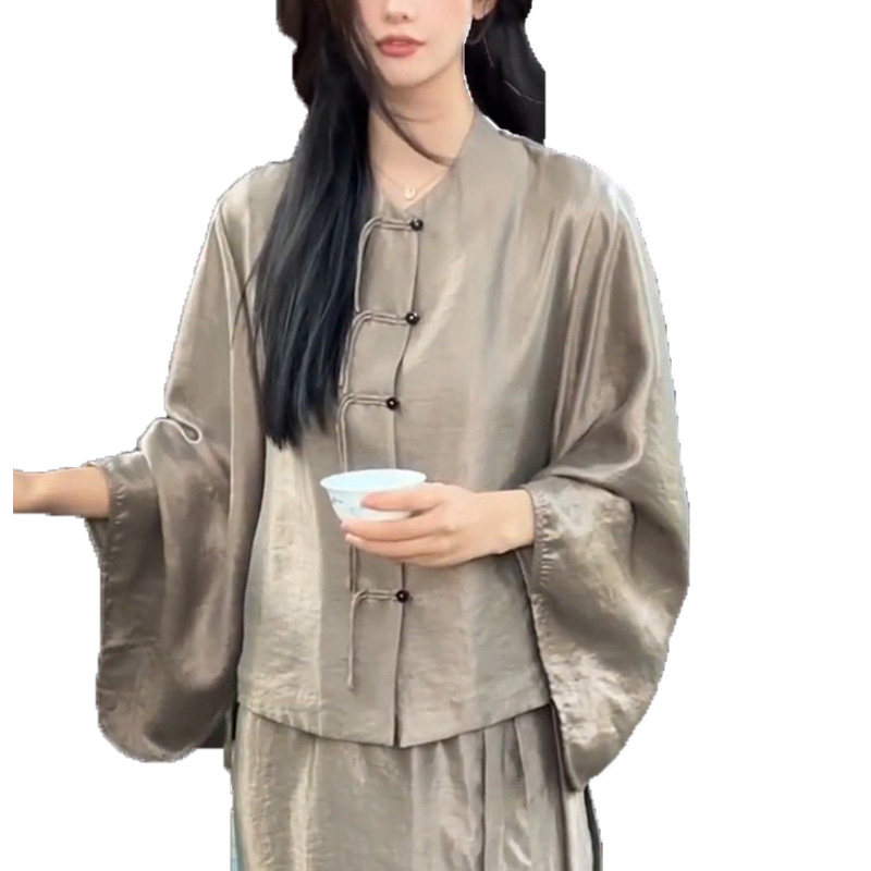 NS780秋季新中式盘扣圆领大袖宽松上衣女纸样新款复古汉服定制图,淘宝优惠券,粉丝福利购,淘宝优惠卷