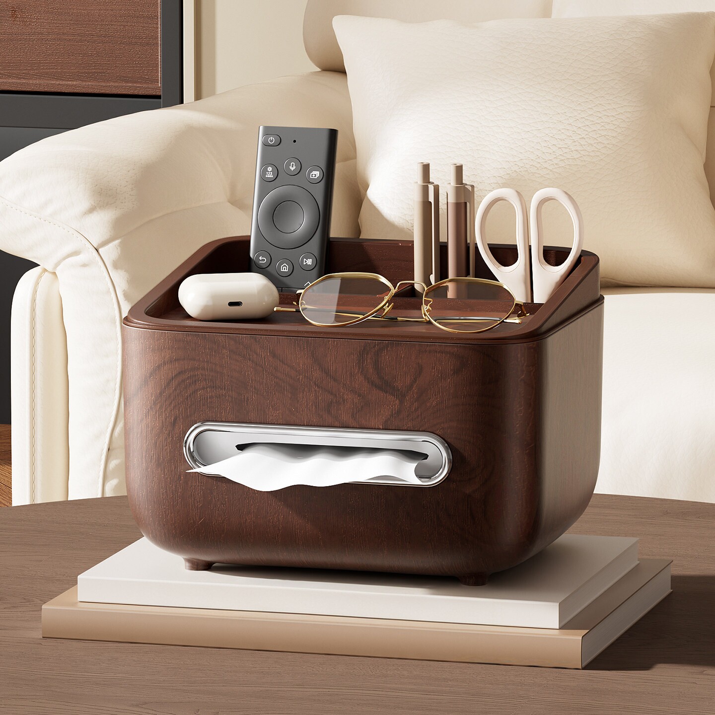 Medieval style light luxury multifunctional desktop storage box