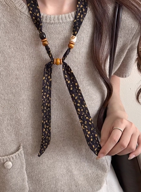 复古腰果花串珠丝巾项链可调节