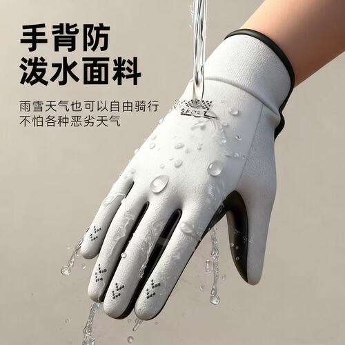 手套女秋冬季2025新款触屏加绒加厚滑雪电动车保暖御寒骑行手套男 - 图0