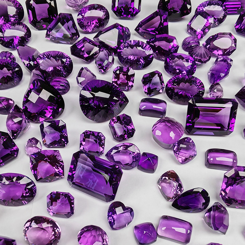 Heart Shaped Amethyst Pineapple Lattice Cut Large Loose Stone