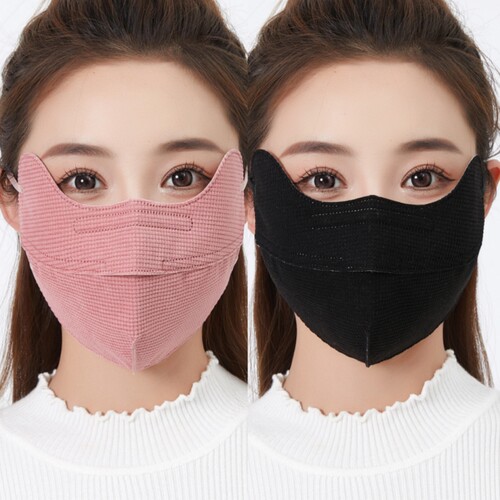 冬季加厚口罩女保暖开口防起雾护眼角防寒纯棉可水洗加大护脸面罩 - 图1