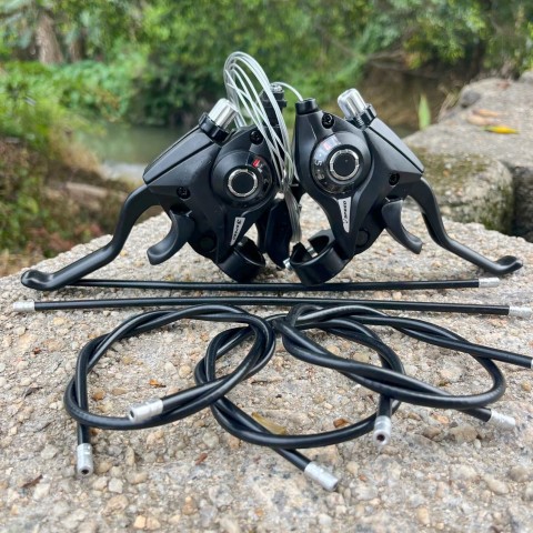 山地自行车变速指拨器7/8速21/24速连体调速器刹车器全套通用配件 - 图1