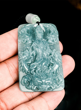 天然缅甸正品翡翠神龙观音吊坠