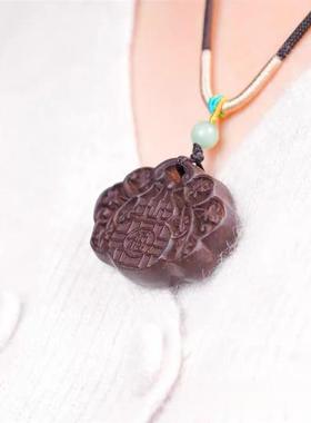 吉祥】福牌福袋如意平安双面镂空雕刻古法手工制作纳福招财吊坠脖