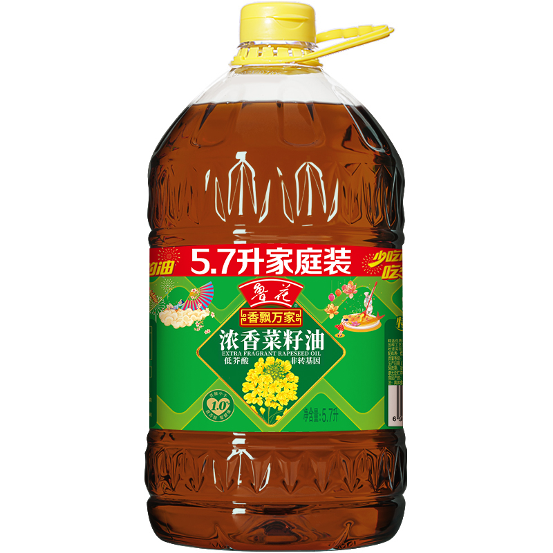 【百亿补贴】鲁花香飘万家低芥酸浓香菜籽油5.7LX1 - 图1