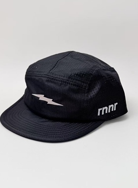 rnnr PACER BOLT五片跑步帽 黑色反光闪电速干网布户外越野跑遮阳