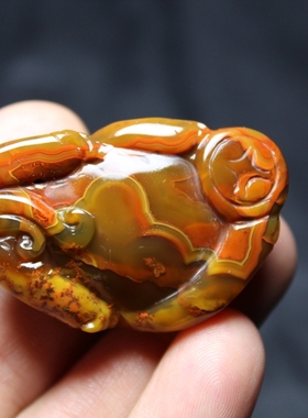 战国红玛瑙吊坠貔貅手把件挂件