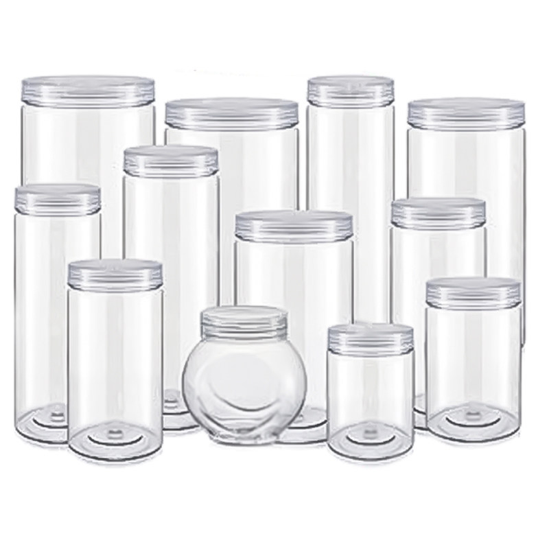 直径7.5cm*高18cm透明磨砂盖圆形储物罐商用塑料密封罐干果塑料瓶,淘宝优惠券,粉丝福利购,淘宝优惠卷