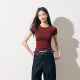 RPB BRAND simple fashion texture commuting slim elastic right shoulder slim waist basic short-sleeved T-shirt top