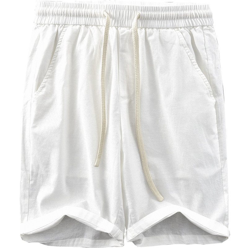 极麻日系基础松紧腰棉麻休闲裤男夏季抽绳百搭舒适宽松亚麻五分裤,淘宝优惠券,粉丝福利购,淘宝优惠卷