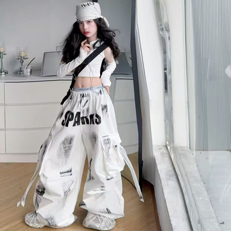 网红女童爵士舞练功服时尚帽衫街舞飘带套装小女孩模特炸街走秀服,淘宝优惠券,粉丝福利购,淘宝优惠卷