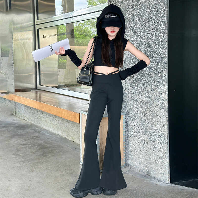 女大童童装潮酷女童废土风连帽上衣显瘦喇叭裤爵士舞演出两件套潮,淘宝优惠券,粉丝福利购,淘宝优惠卷