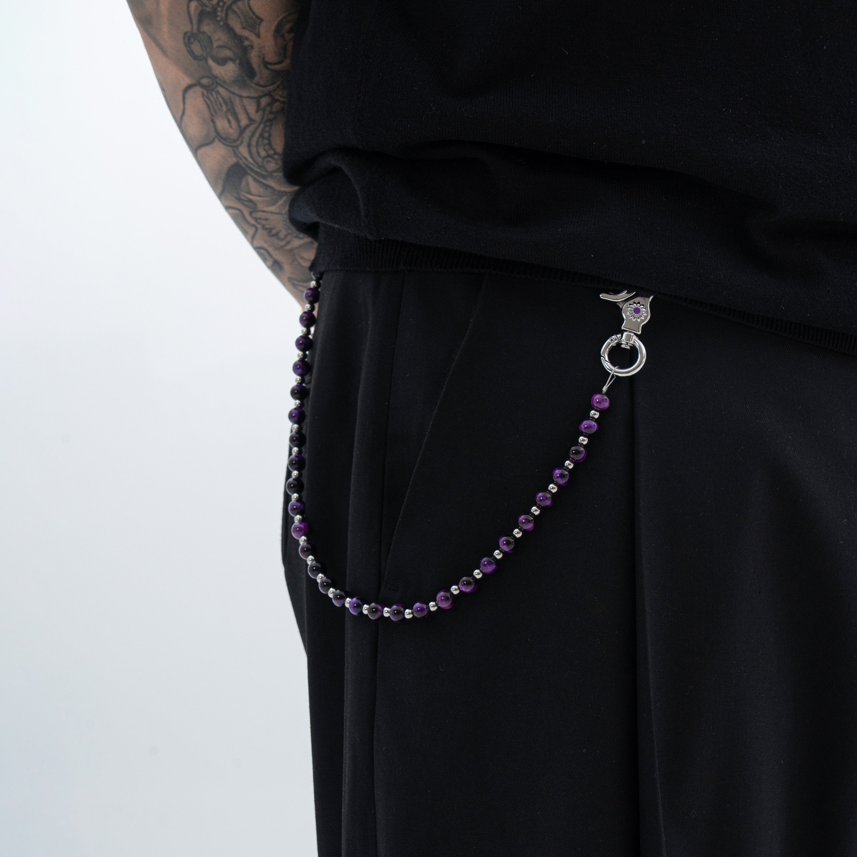 STAYWILD 原创设计紫色虎眼石包链裤链男配饰牛仔裤西装裤挂饰