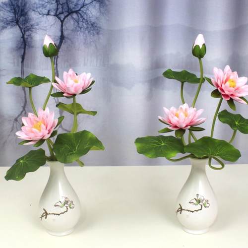 仿真花荷花供佛莲花佛前供花假花装饰花小摆件盆景绢花观音花佛台 - 图2