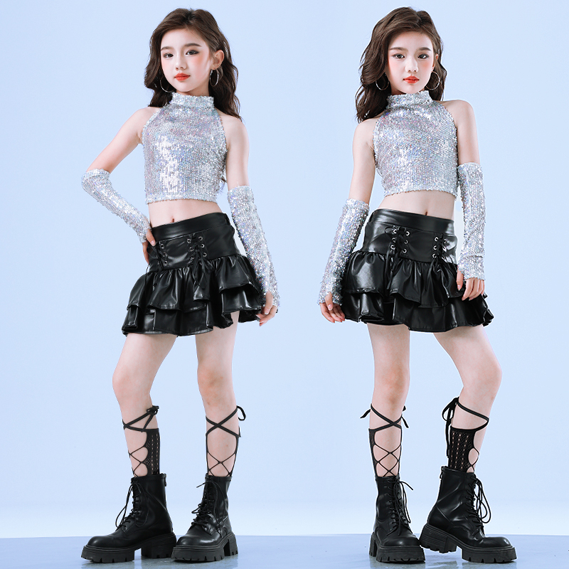 爵士舞女童服装jazz爵士舞演出服女孩街舞表演服潮女团走秀练功服 - 图2
