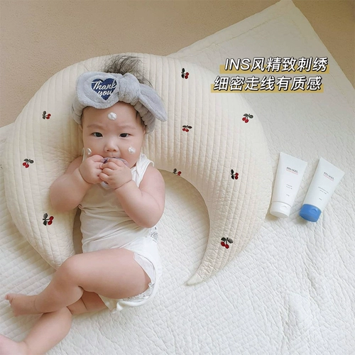 Детская хлопковая подушка для новорожденных для младенца, съёмная кроватка, с вышивкой