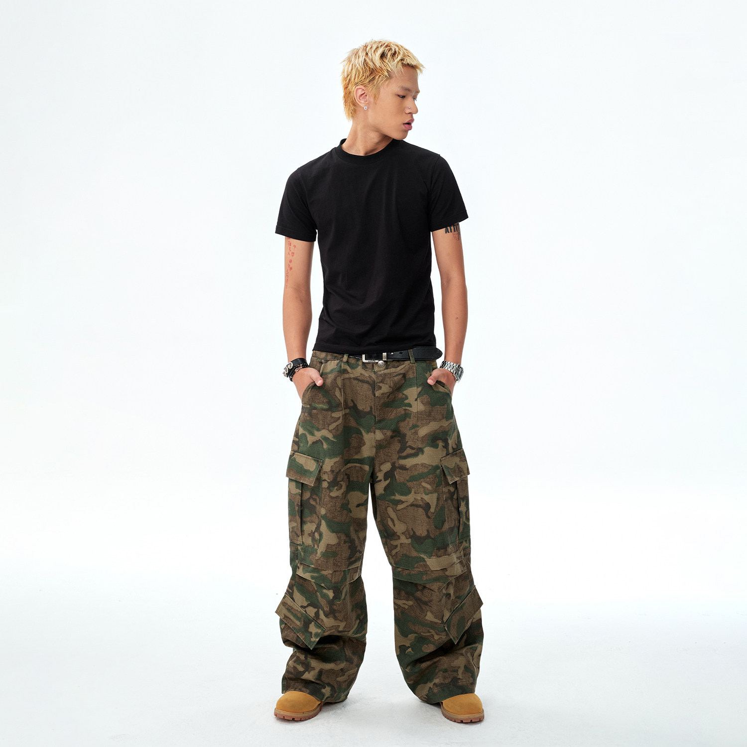 BIPOLAR暗格迷彩口袋工装裤美式休闲宽松街头复古做旧百搭长裤男,淘宝优惠券,粉丝福利购,淘宝优惠卷
