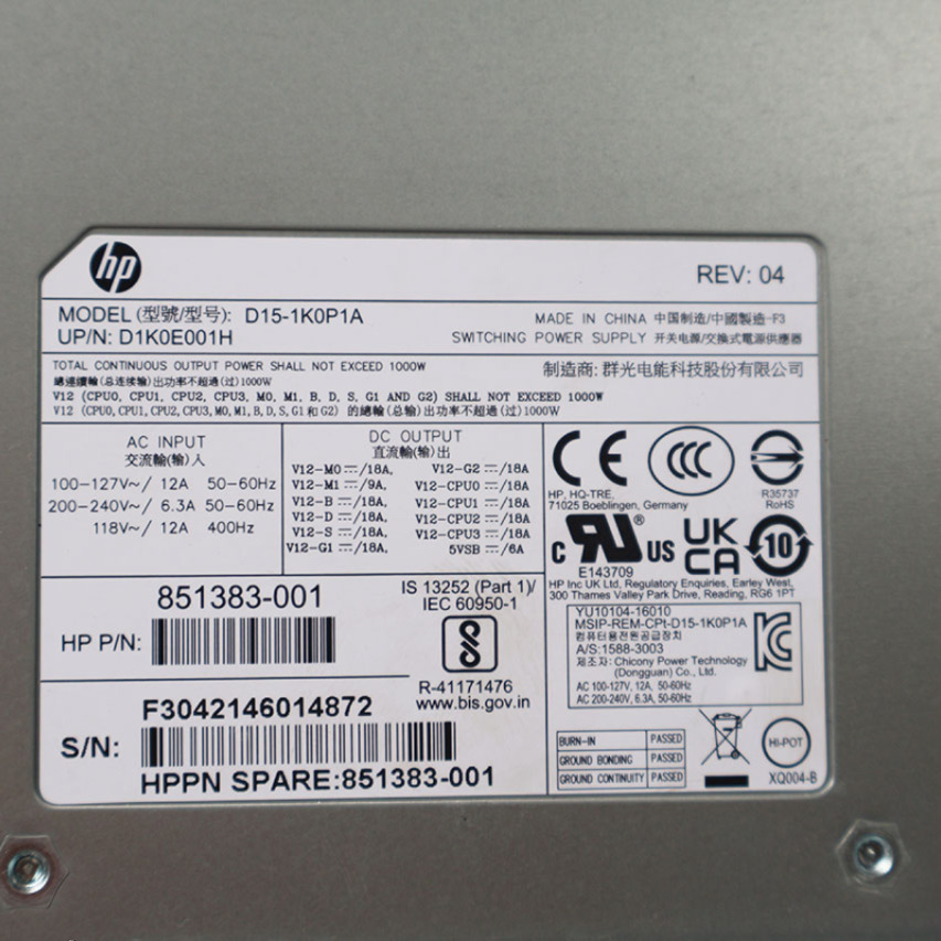95新 HP惠普 Z6 G4 Z4 G4工作站电源1000W 851383-001 D15-1K0P1A - 图2