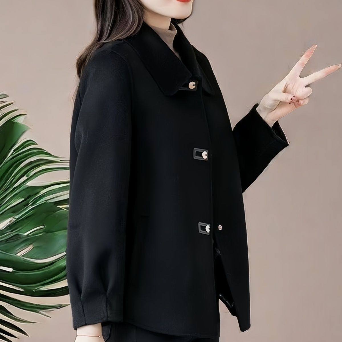 2025新款双面绒毛呢外套女士短款显瘦妈妈时尚秋冬上衣胖人特大码,淘宝优惠券,粉丝福利购,淘宝优惠卷