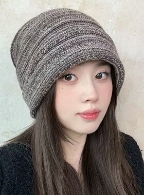 纯羊毛百搭包头冷帽女无檐针织帽