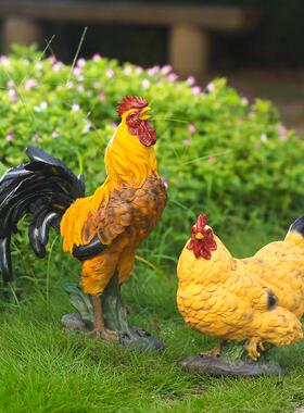 花园装饰摆件草坪公鸡母鸡户外庭院幼儿园布置小院子户外仿真动物