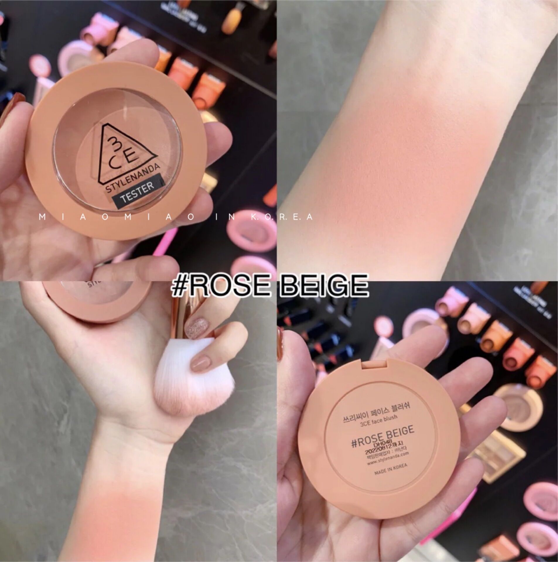 韩国3CE单色腮红胭脂蜜桃色玫瑰米色 裸米色ROSE/NUDE/MONO PINK - 图0