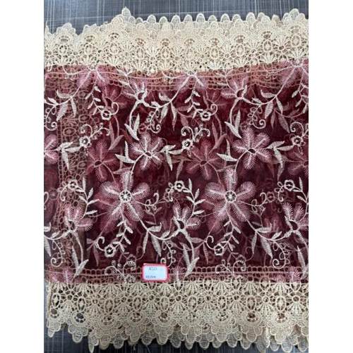 N223 枣红色纱绣桌旗 45*270cm - 图1