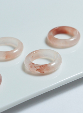 天然戒圈桃花酿戒指方糖新中式粉色情人节平安跑环温柔显白配饰