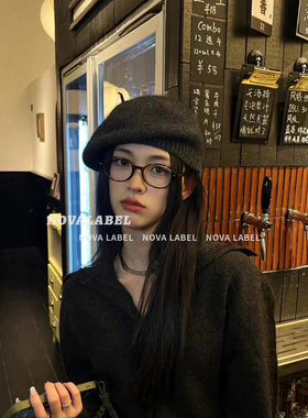 张元英同款书呆子椭圆平光镜墨镜