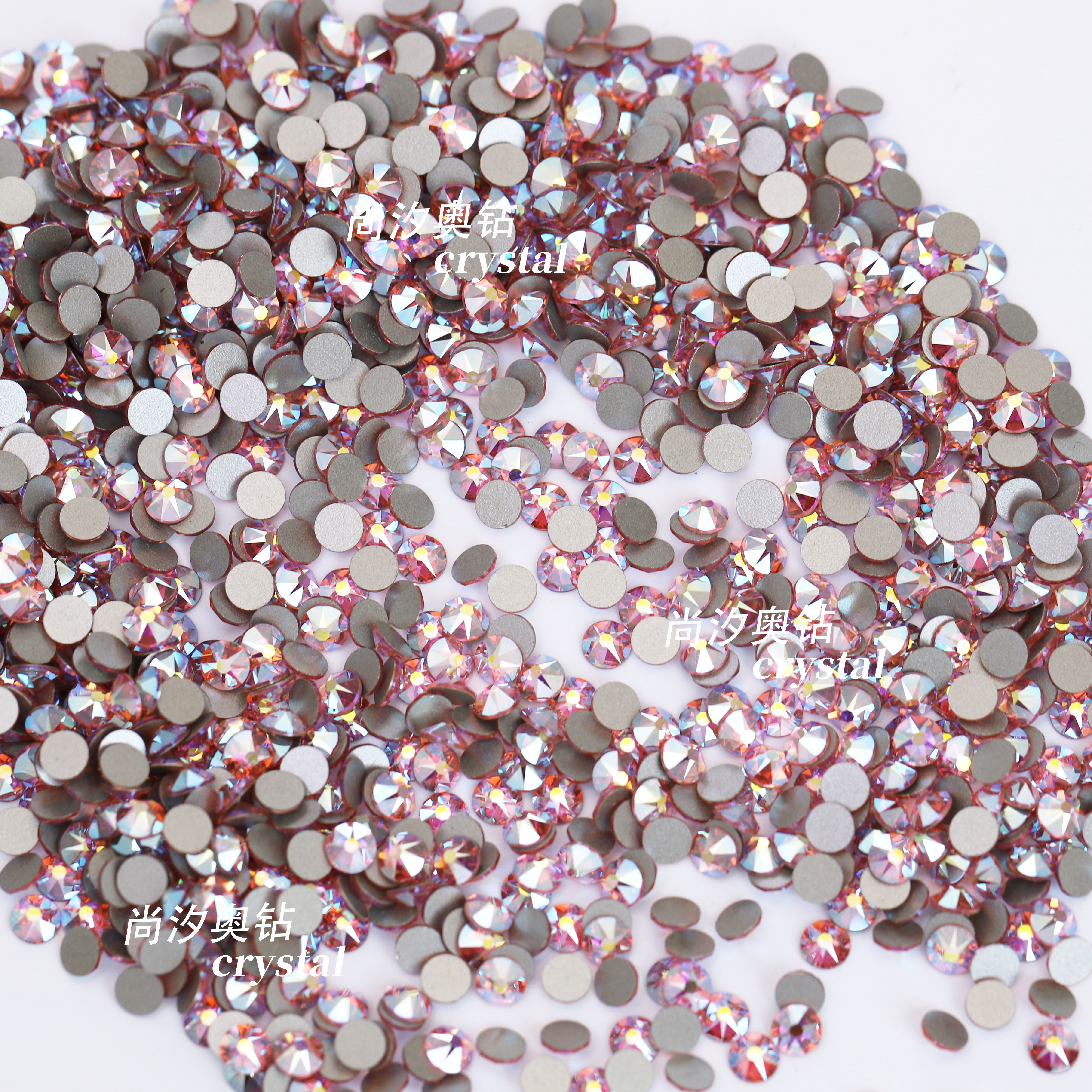 正品2088施家华子223AB浅粉幻彩平底圆形美甲饰品钻宠物发夹diy,淘宝优惠券,粉丝福利购,淘宝优惠卷