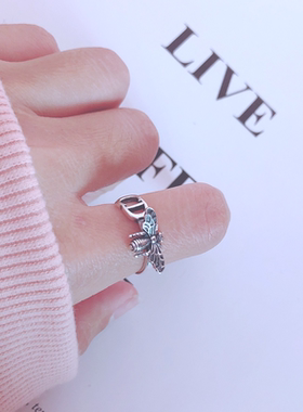 纯银饰品复古风滴胶戒指