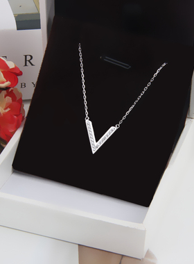 纯银锆石韩版女士生日礼物项链
