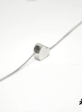 纯银爱心盒子链定制刻字