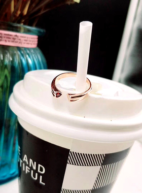 玫红色爱心欧式送女朋友戒指环