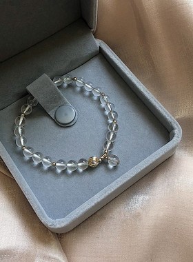 水晶手链女6mm单圈手链原创DIY天然白水晶简约小众闺蜜送礼物手串